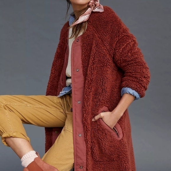Anthropologie Margot Reversible Sherpa zibra Coat